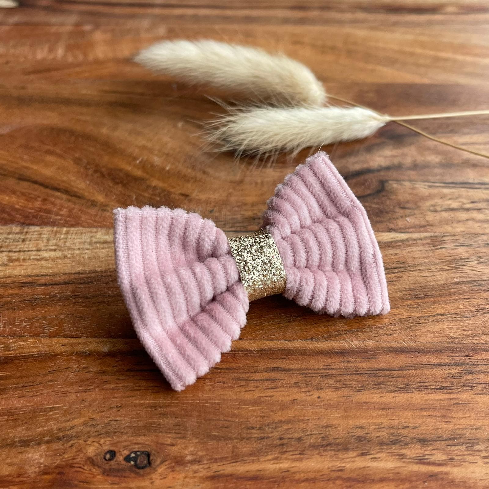 Barrette anti glisse velour cote couleur rose doux