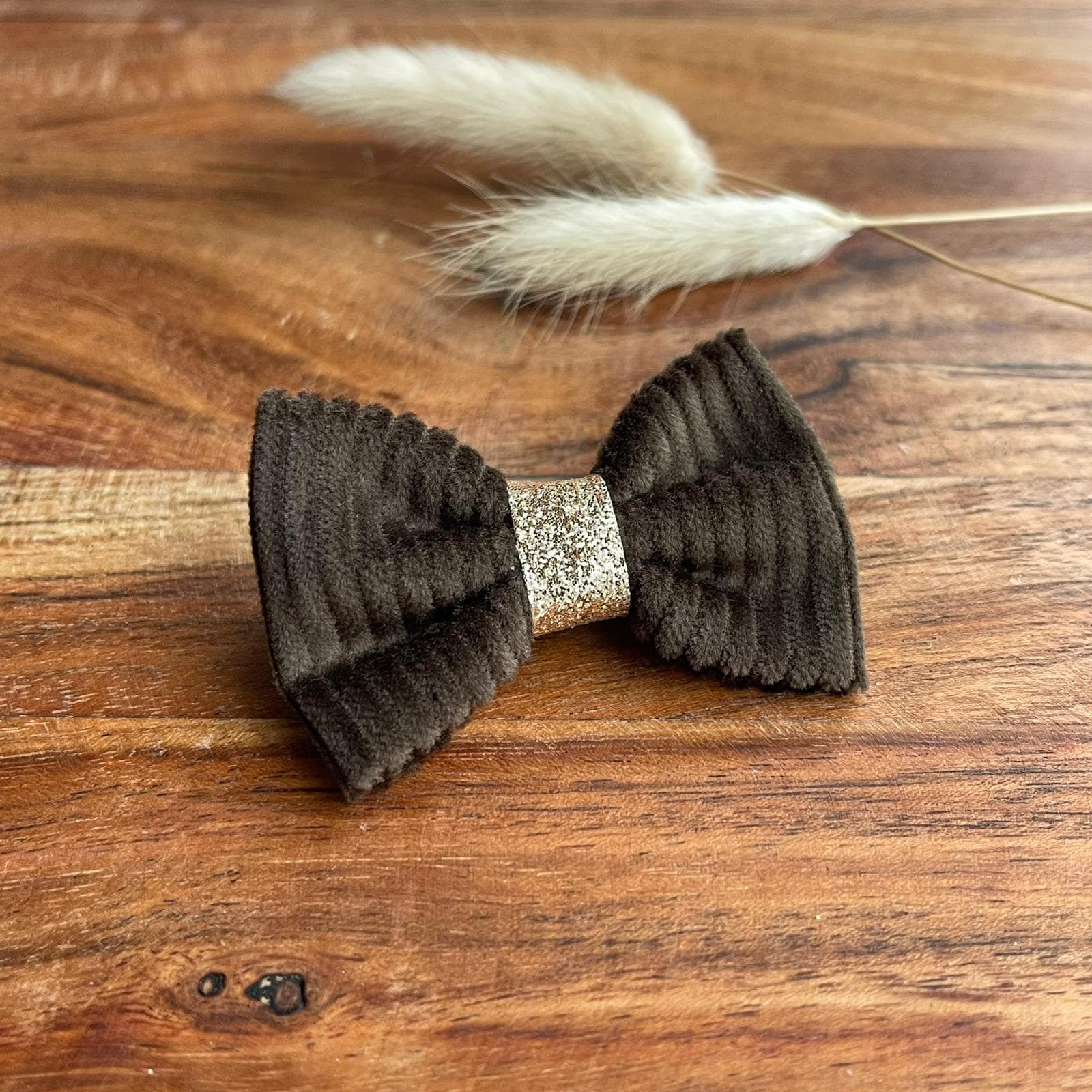 Barrette anti glisse velour cote couleur bronze
