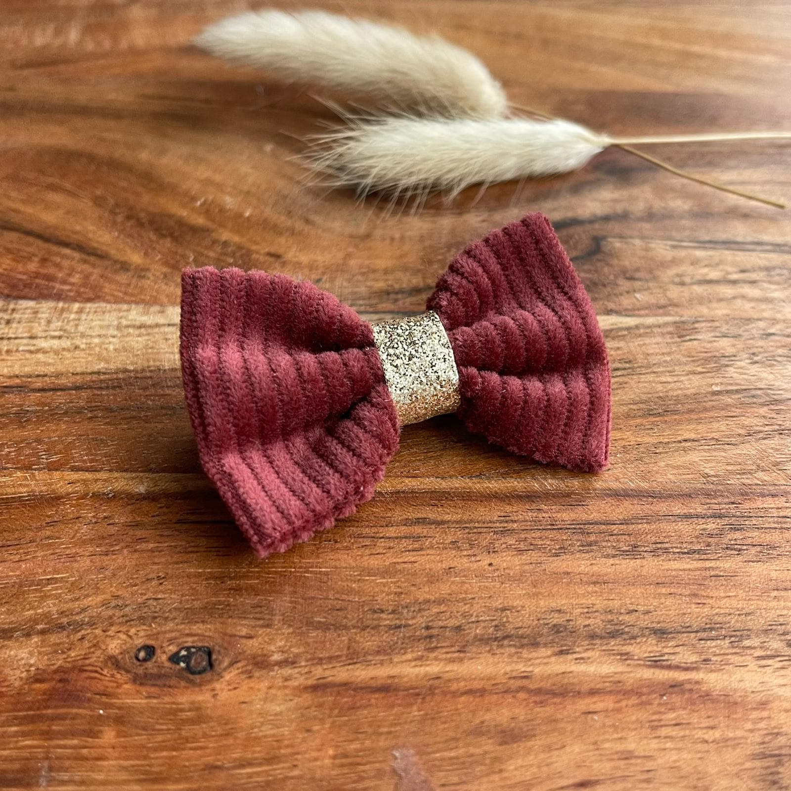 Barrette anti glisse velour cote couleur marsala rose