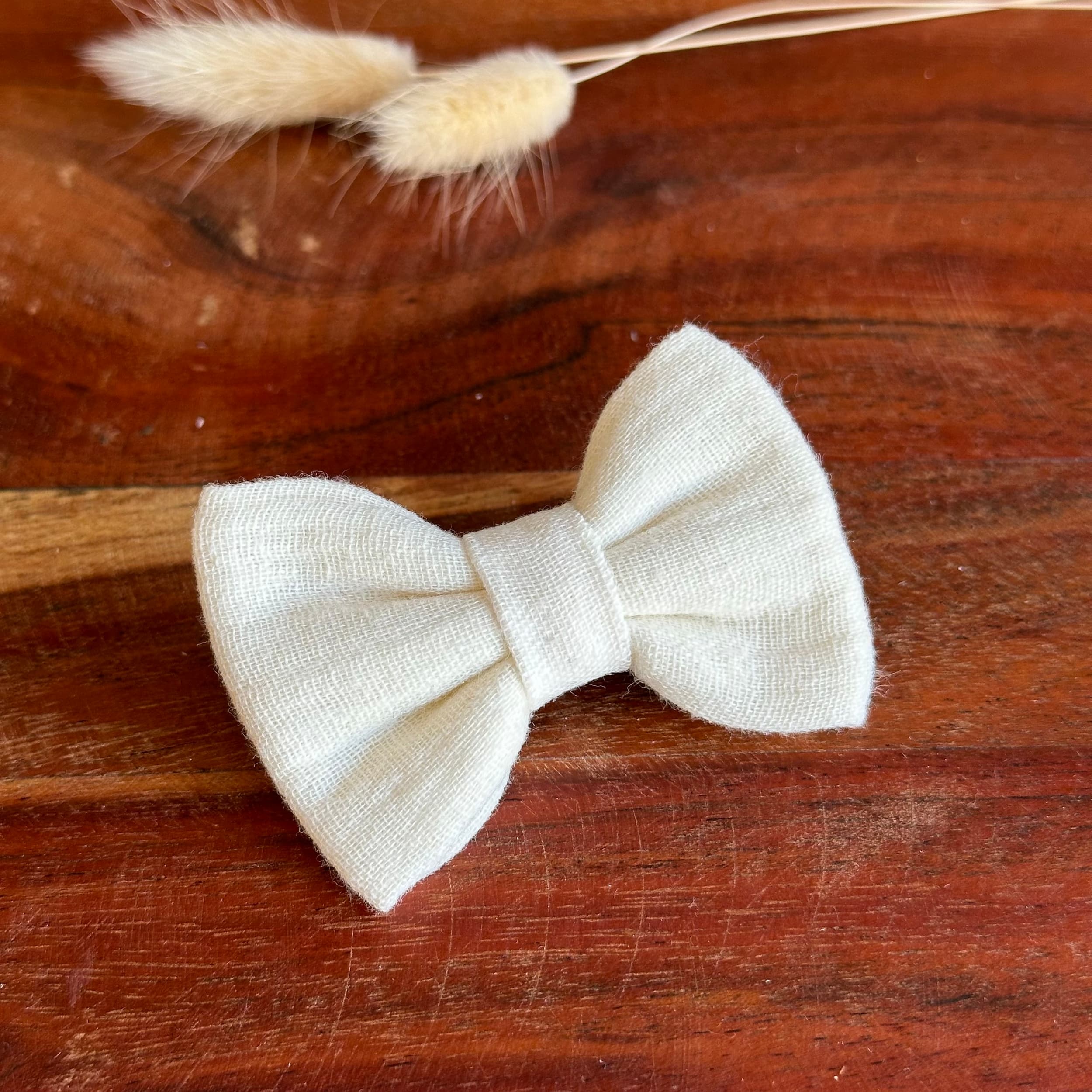 Barrette anti glisse double gaze coton écru