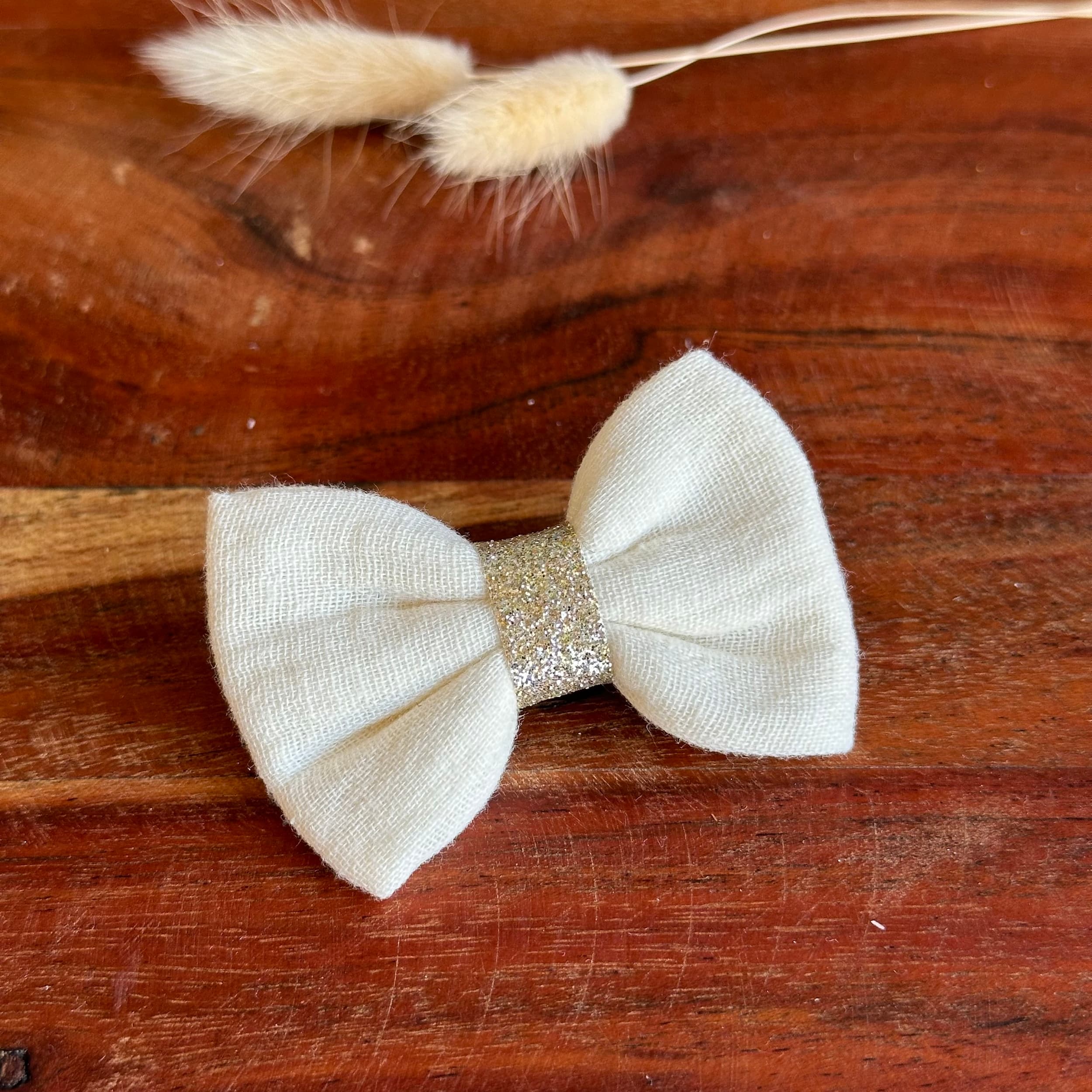 barrette anti glisse double gaze coton écru int or