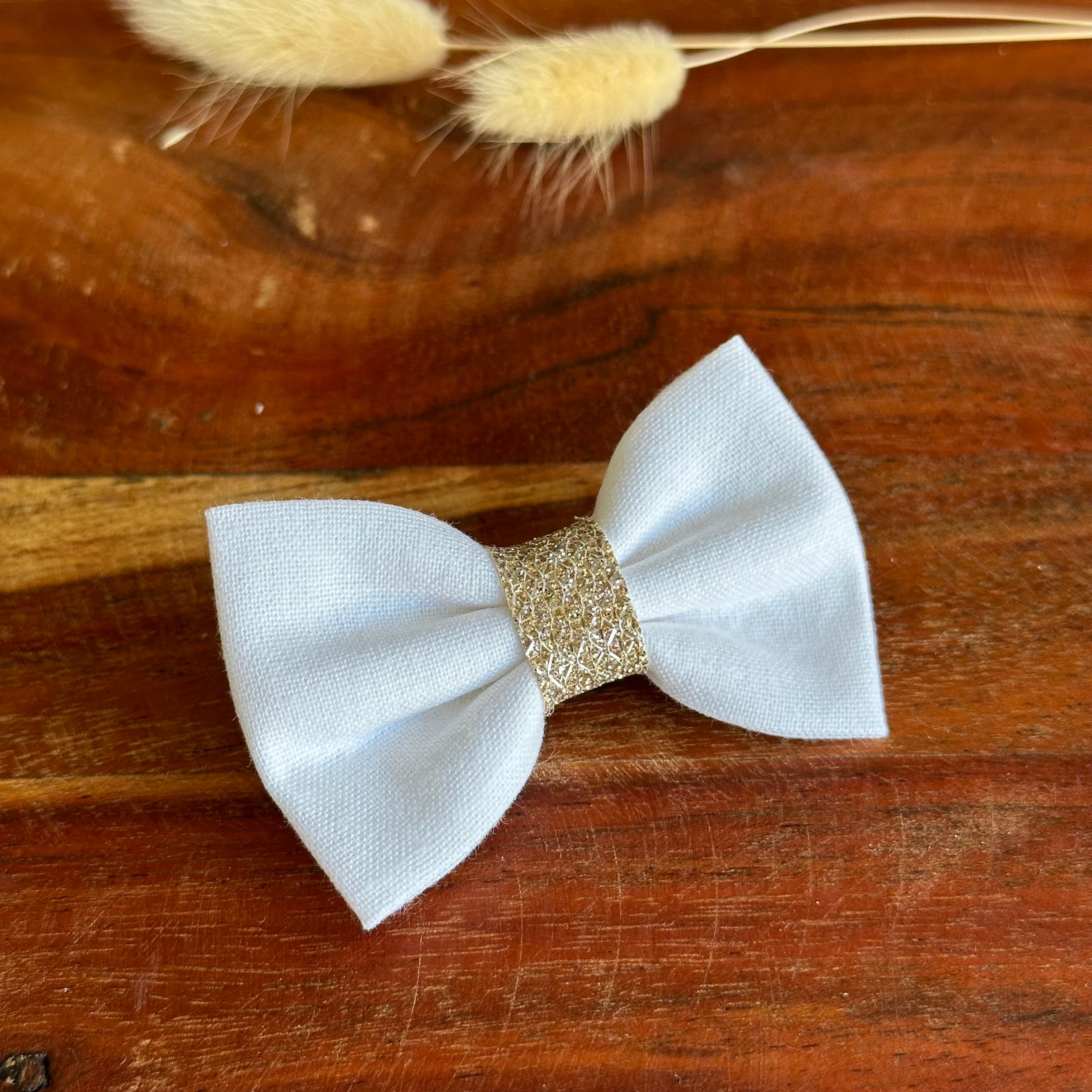 Barrette anti glisse couleur blanc et or gold