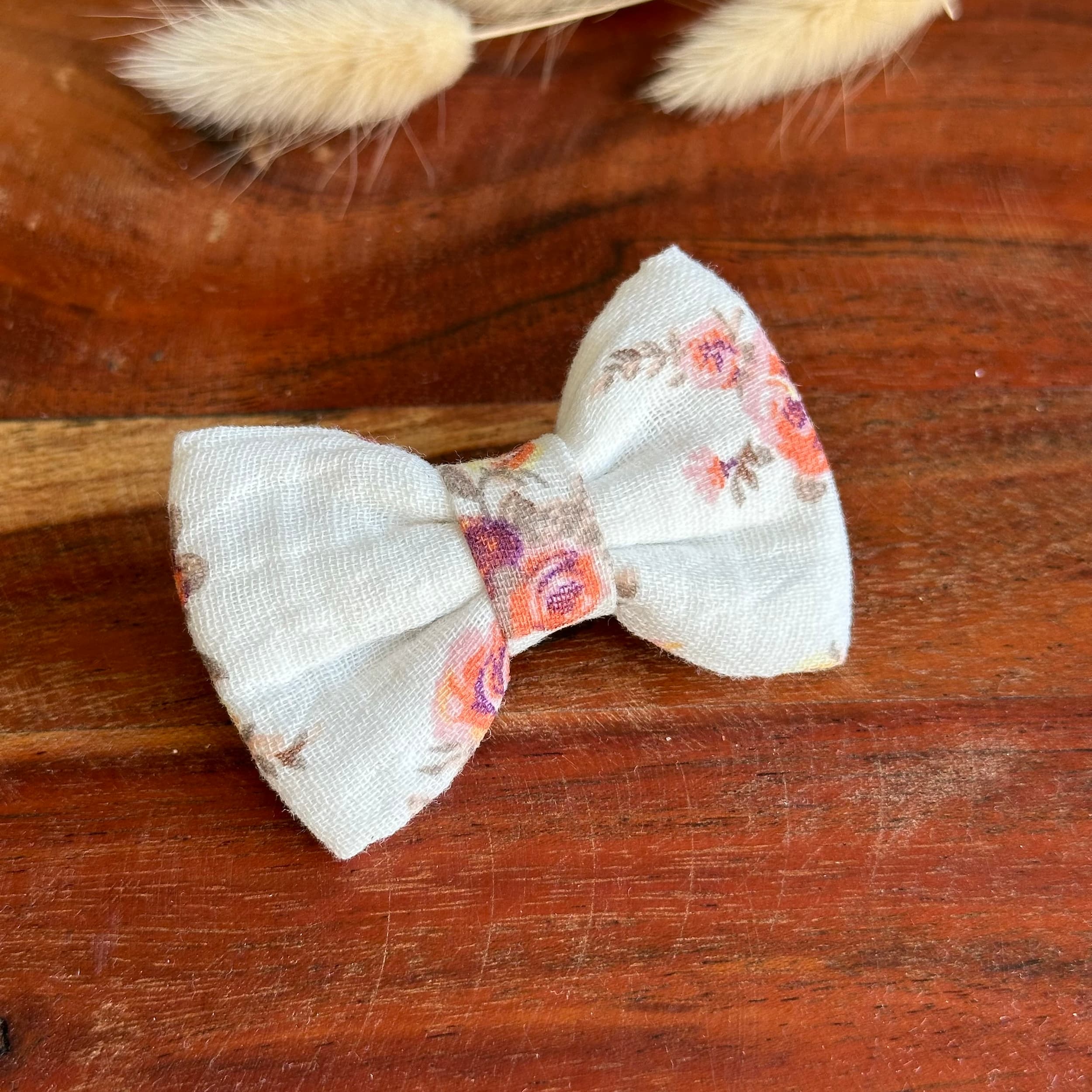 Barrette anti glisse double gaze coton fleur nina