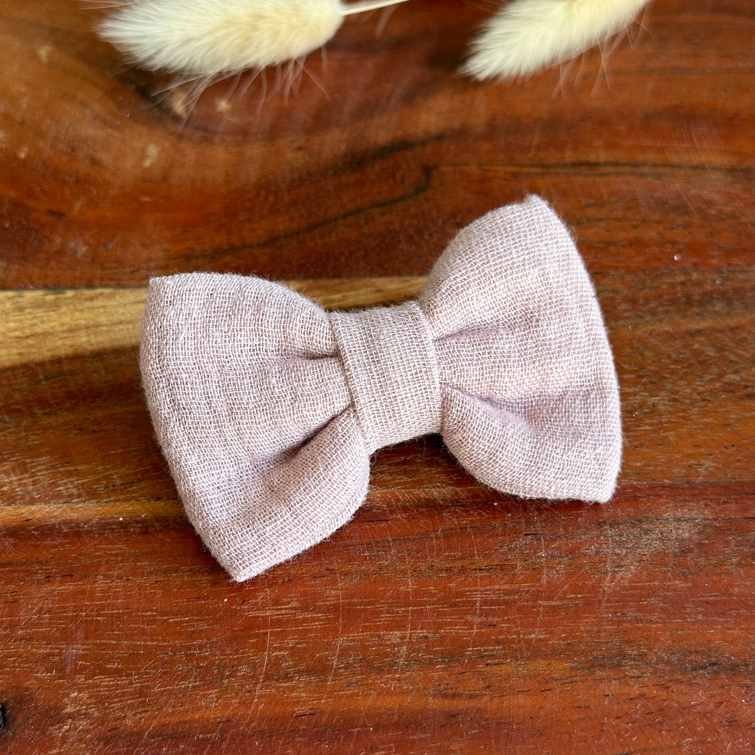 Barrette anti glisse double gaze coton vieux rose