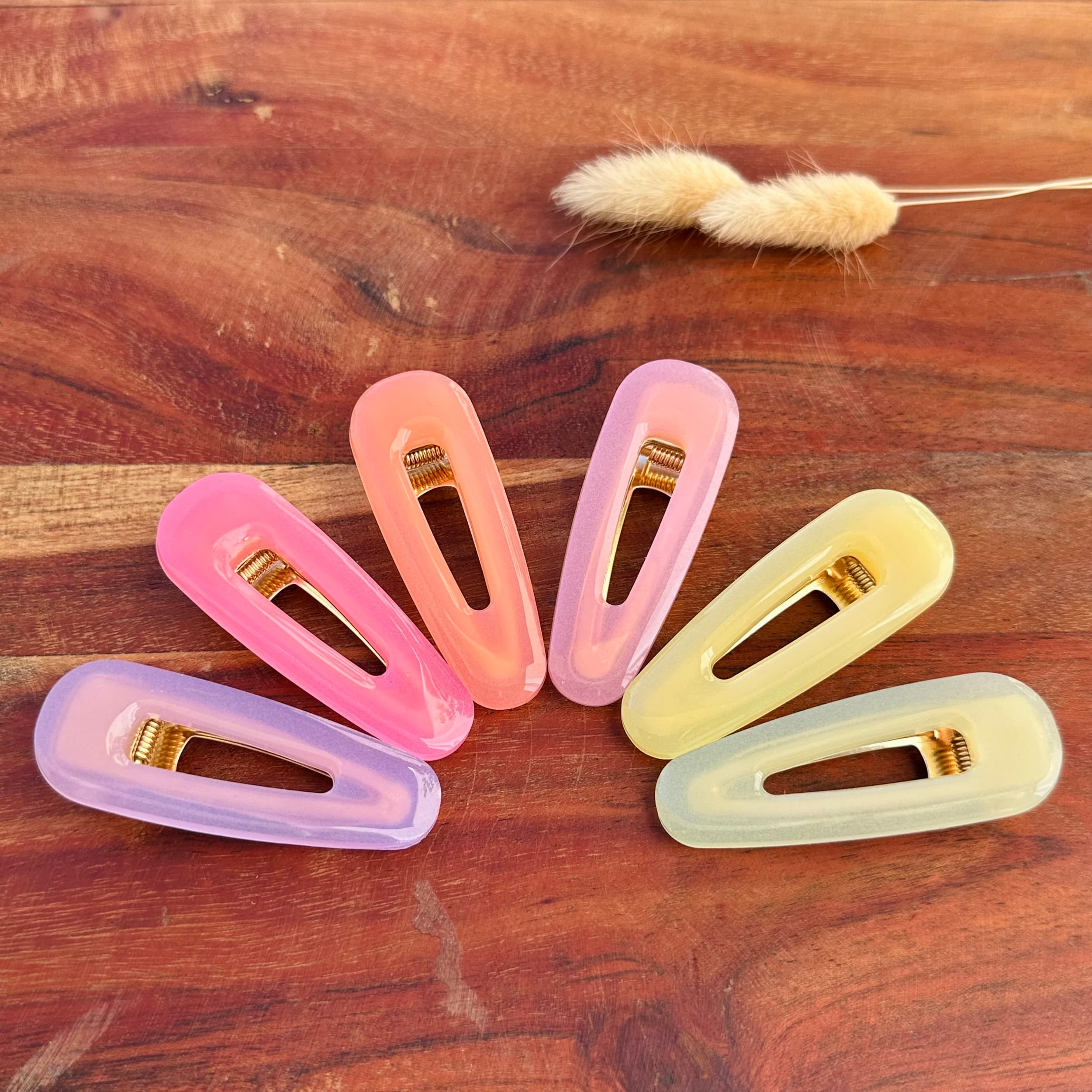 Collection 6 barrettes résines pastel