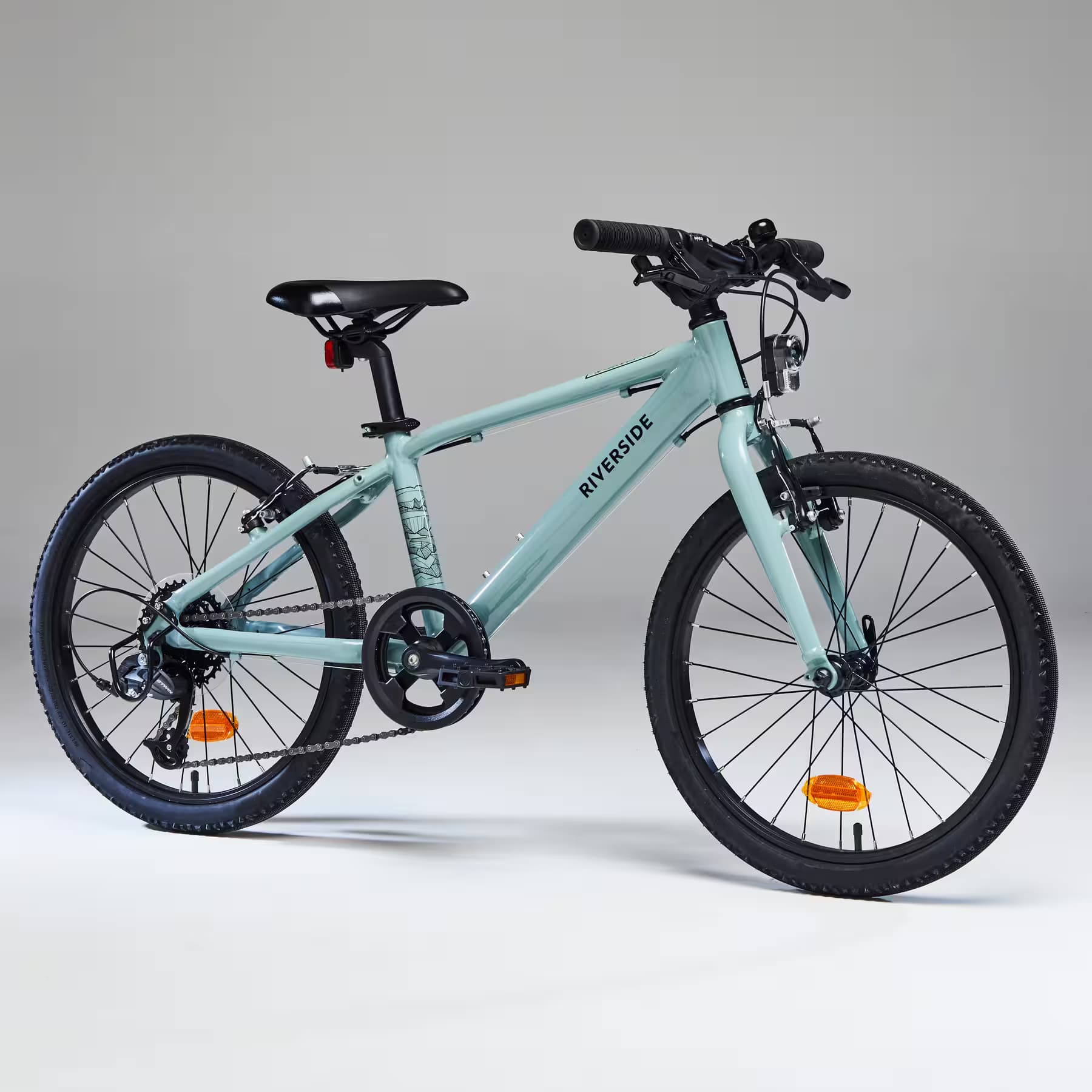 vélo btwin vtc enfant riverside 900 20 pouces 6-9 ans - gris vert