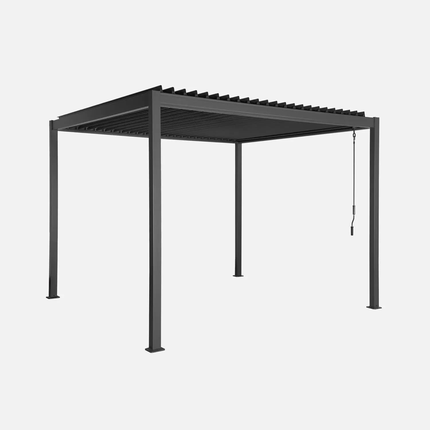 Pérgola bioclimática 3x3m de aluminio y acero con lamas orientables