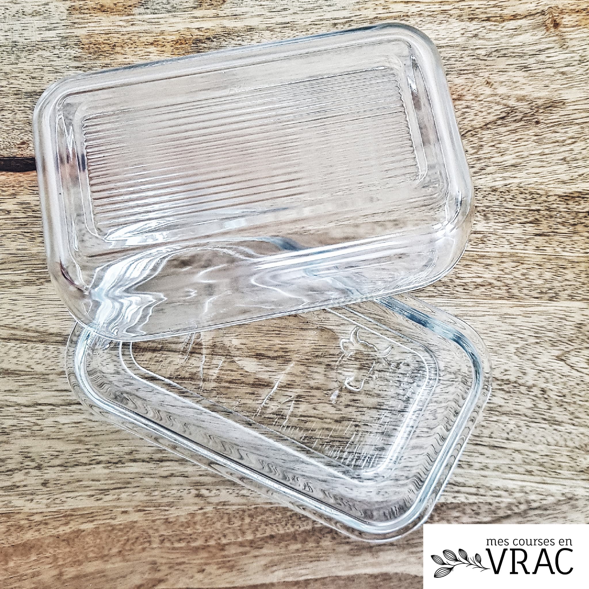 Beurrier en verre - motif vache