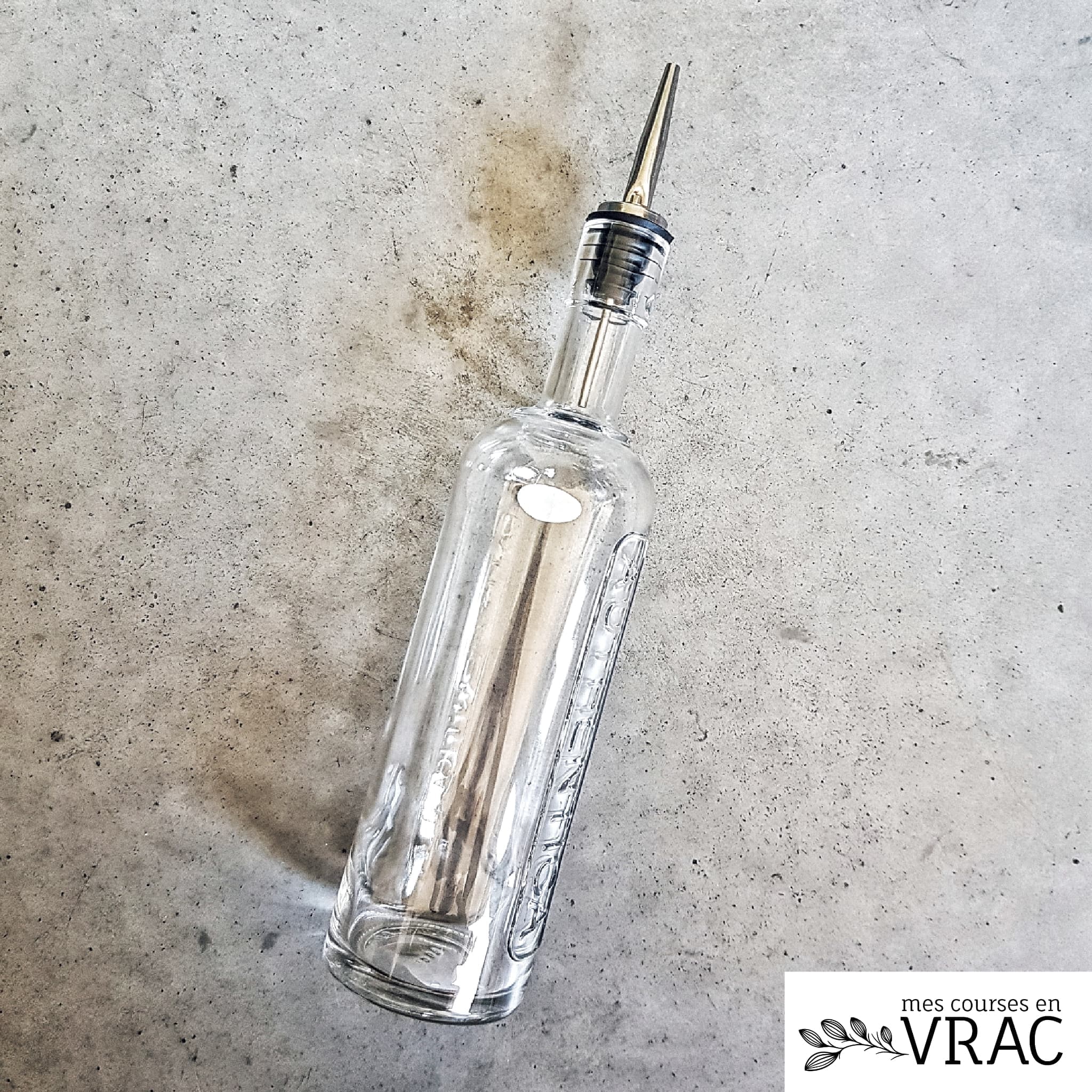 Bouteille à huile en verre + bec verseur