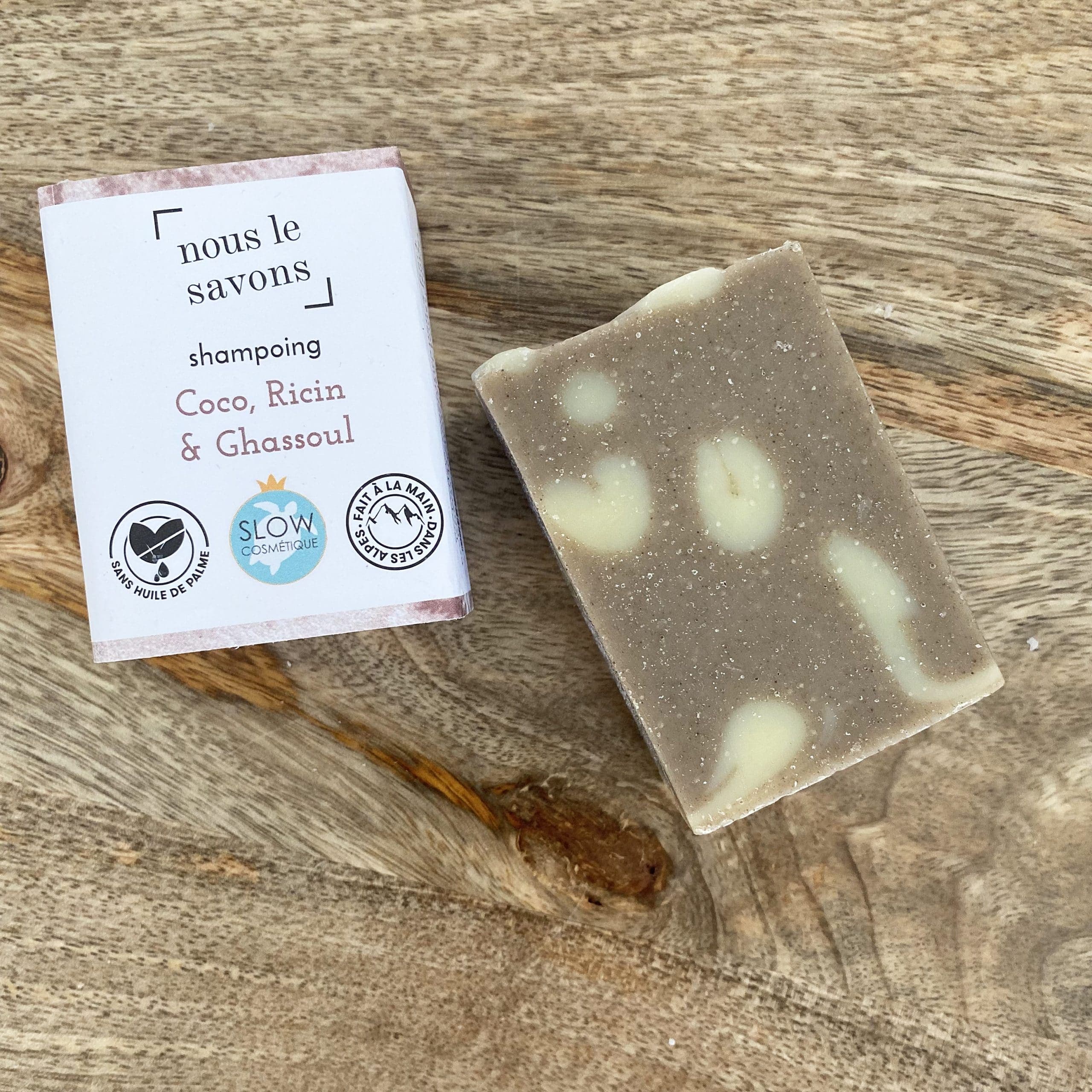 Shampoing solide coco, ricin et ghassoul