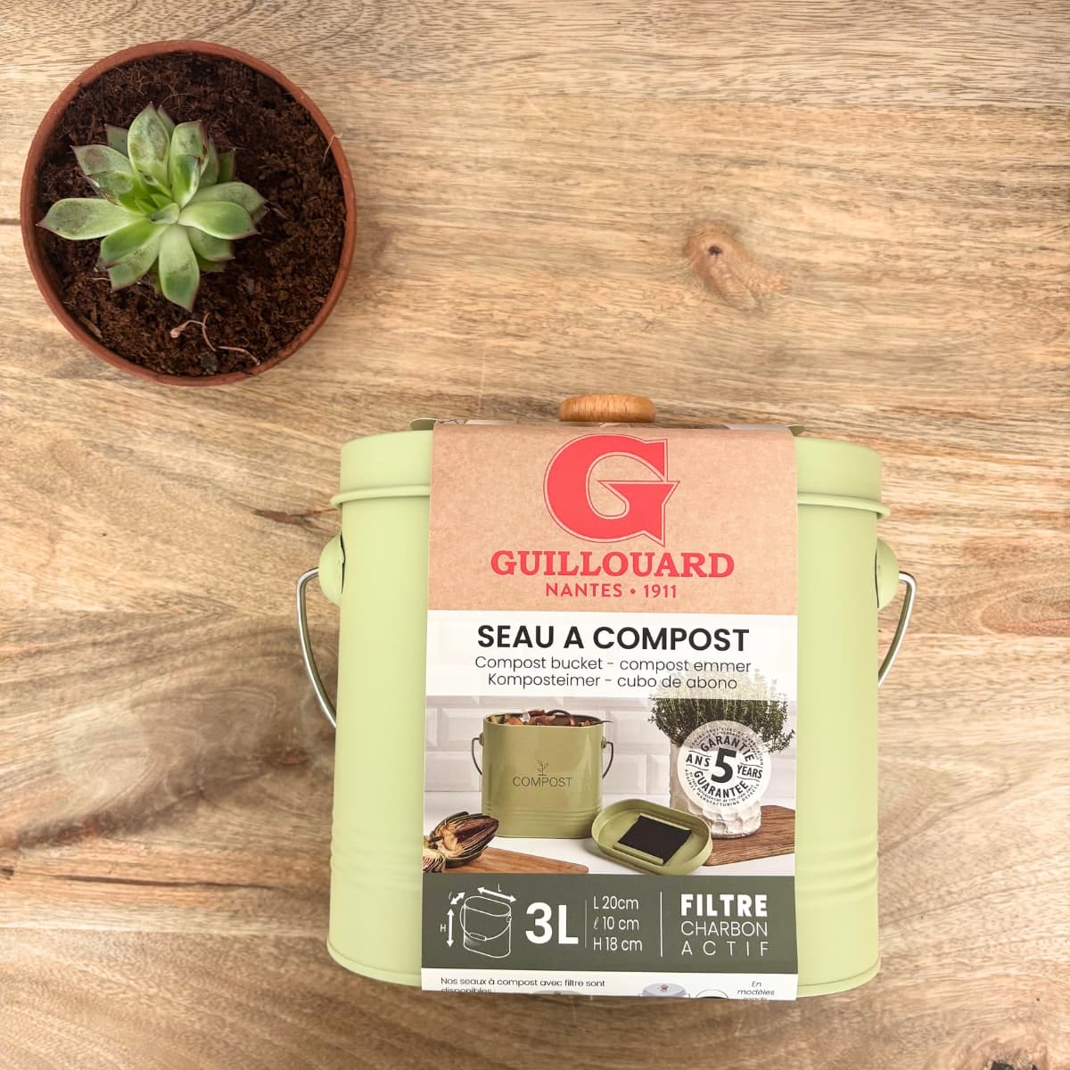 Seau à compost ovale vert - 3L