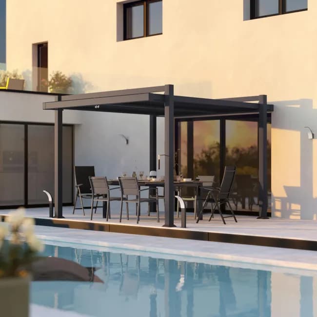 Pérgola aluminio NATERIAL Persea gris antracita 320x360 cm