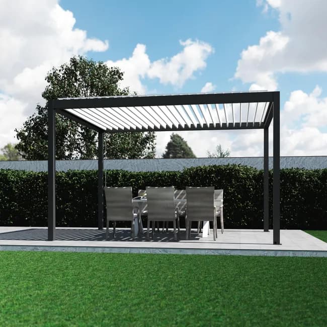 Pérgola de aluminio Bolonia gris, blanco de 300x400 cm