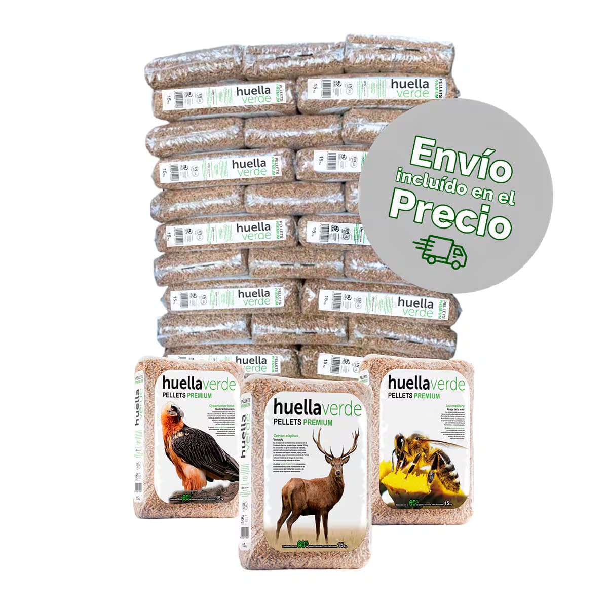Palet Pellets de Madera Natural 77 Uds de 15 kg c/u