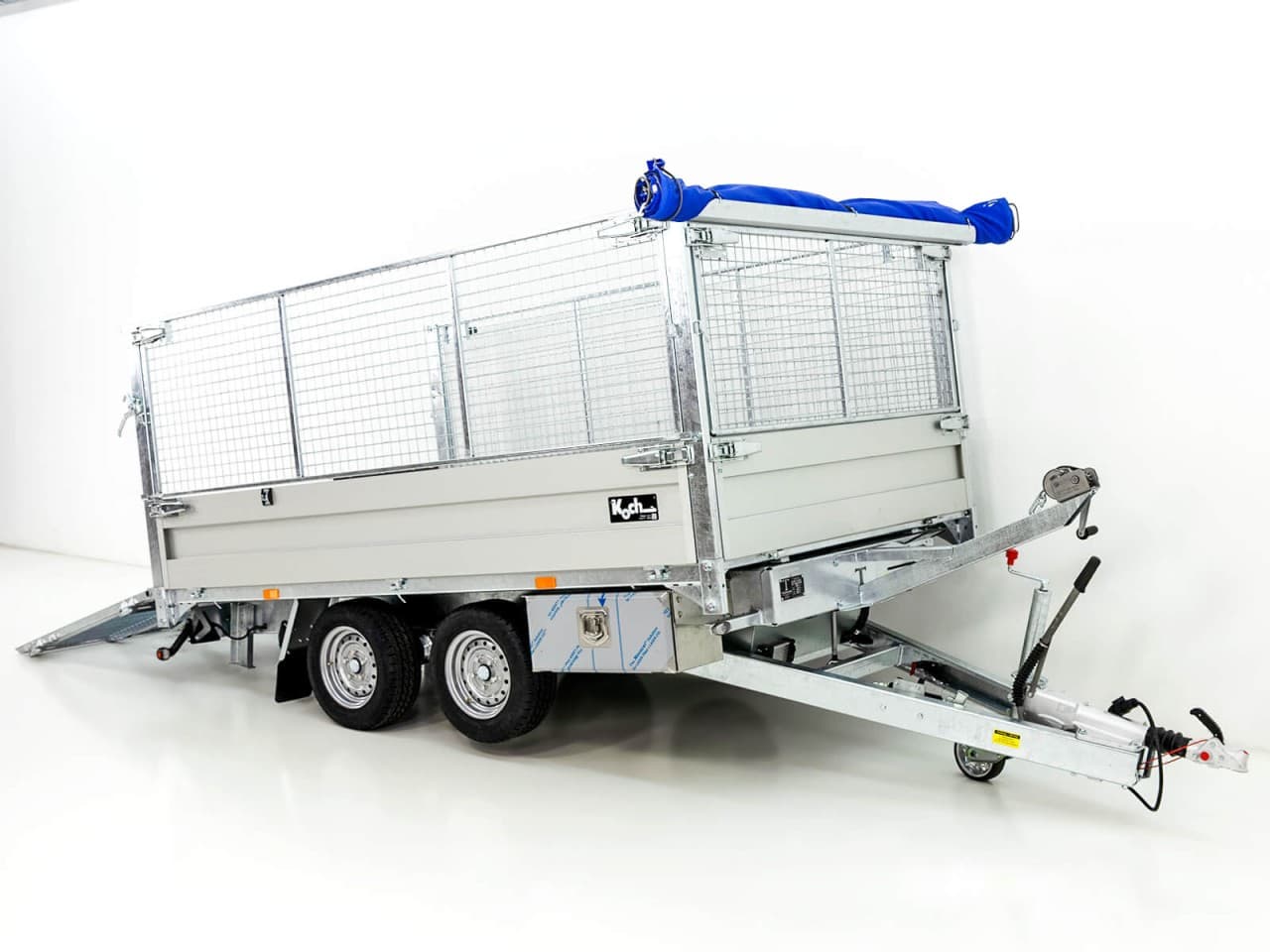 Remorque double à benne basculante arrière TT 30-30 3,0 t | 183 x 309 x 40/120 cm | Tandem | Filet