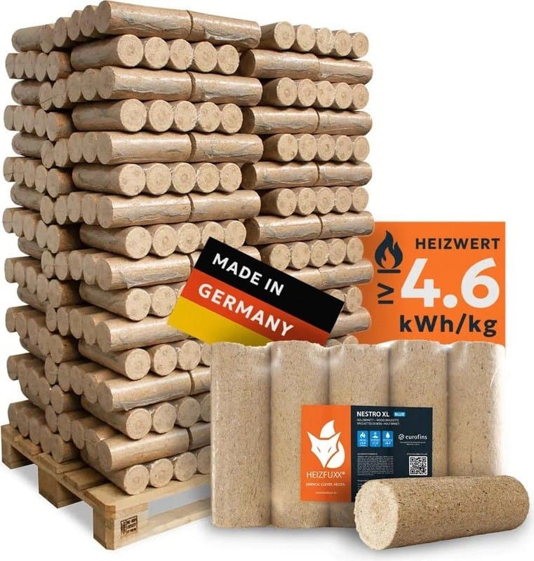 Heizfuxx Nestro XL Blue Briketts – 960 kg Palette