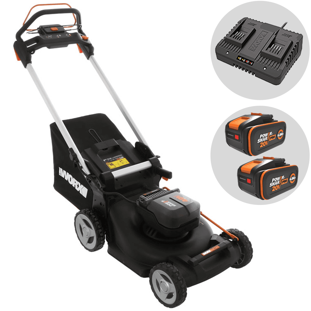 Worx Nitro WG749E - Cortacésped autopropulsado de batería - 2x20V/4Ah - Corte de 46 cm