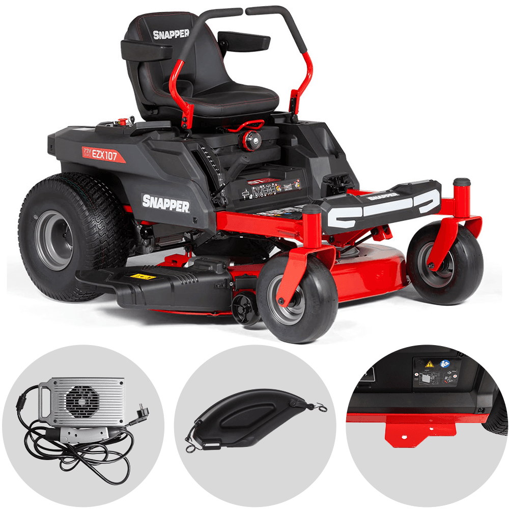 Snapper EZX107 - Tractor cortacésped a batería de giro cero - 72 V/44 Ah - corte de 107 cm - 2 en 1
