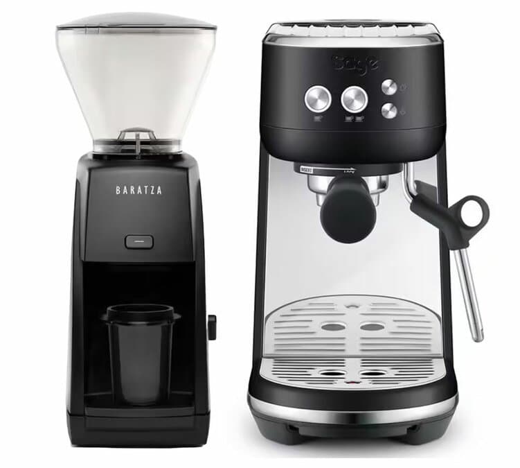 Siebträgermaschine Sage The Bambino Black Truffle+ Kaffeemühle Baratza Encore ESP schwarz
