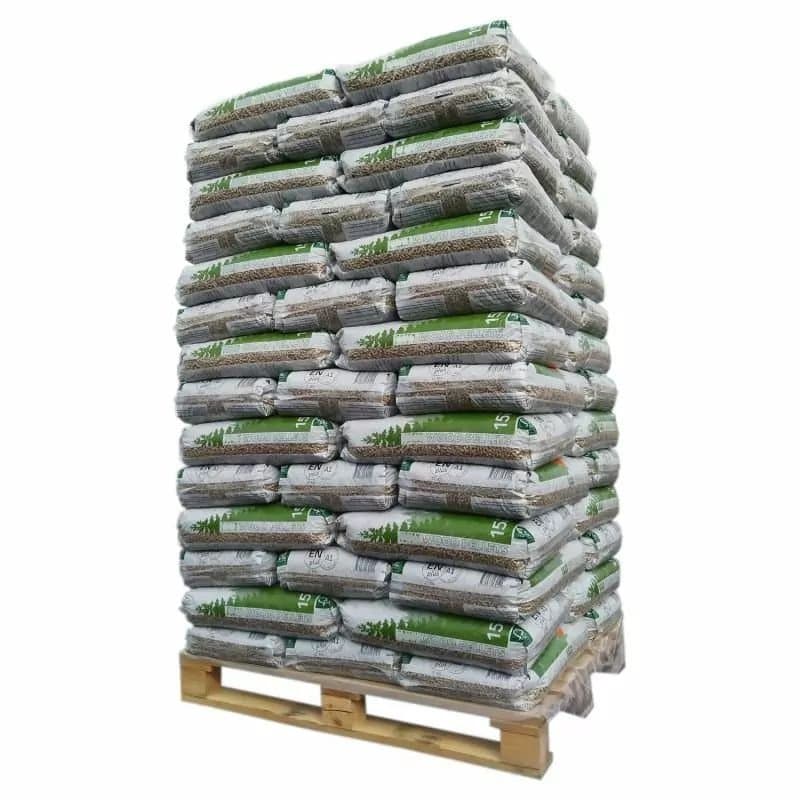 Pellets Pyrénées Palette de 65 Sacs de 15 kg 100 % Résineux – DIN Plus
