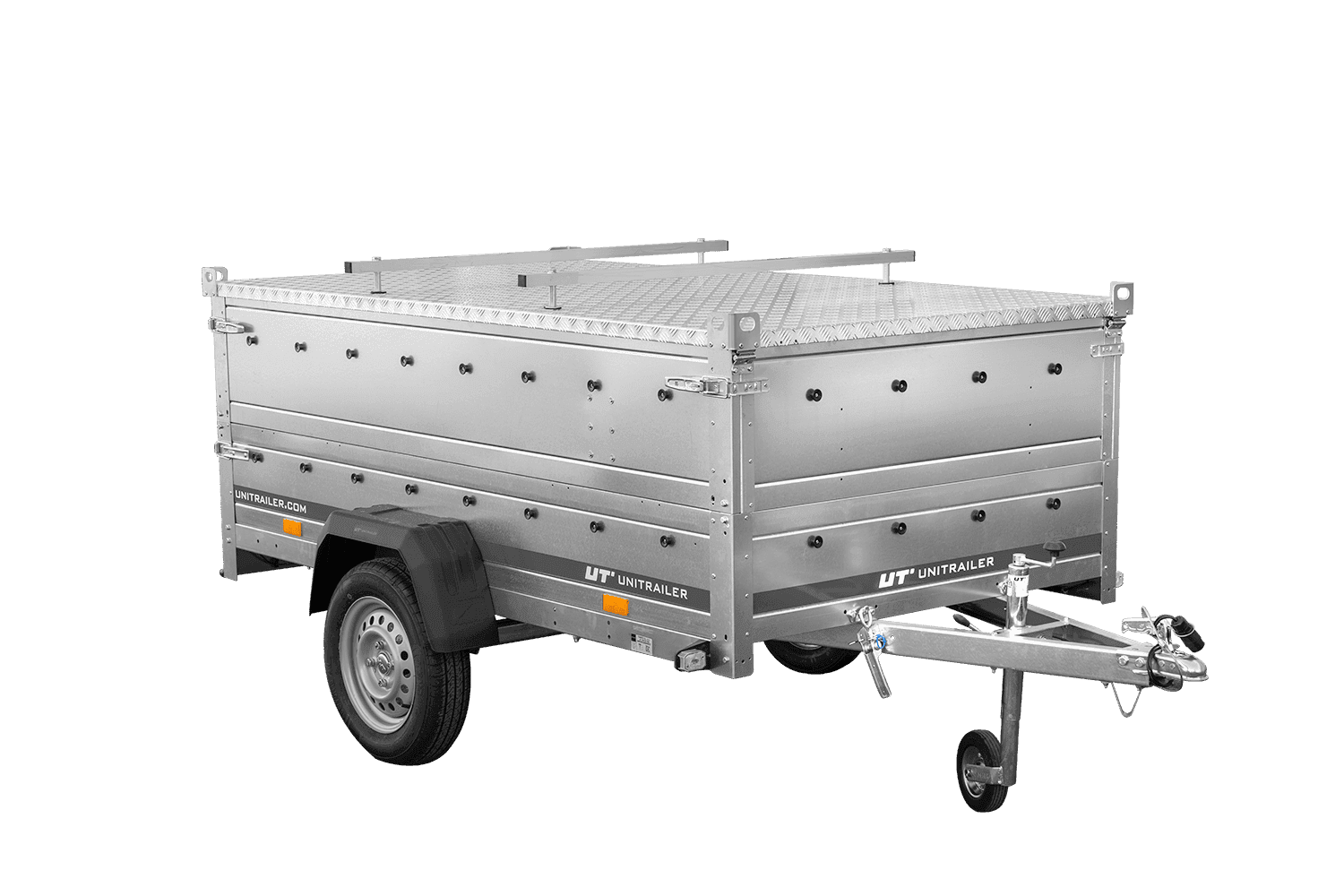 Einachsiger Anhänger 230×125 UNITRAILER GARDEN 230 KIPP mit Bordwandaufsatz und Aludeckel