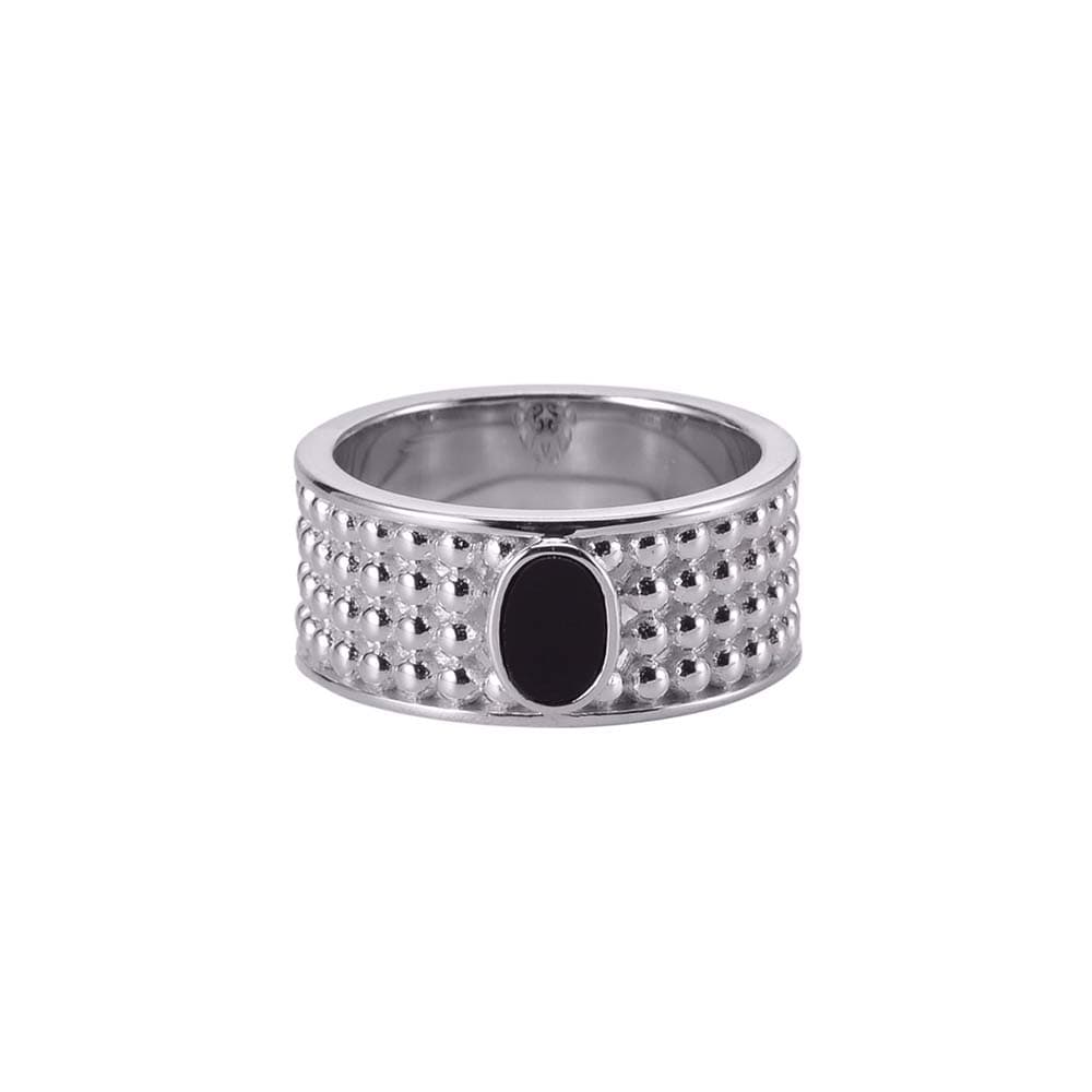 Bague en argent jacky boule pierre onyx