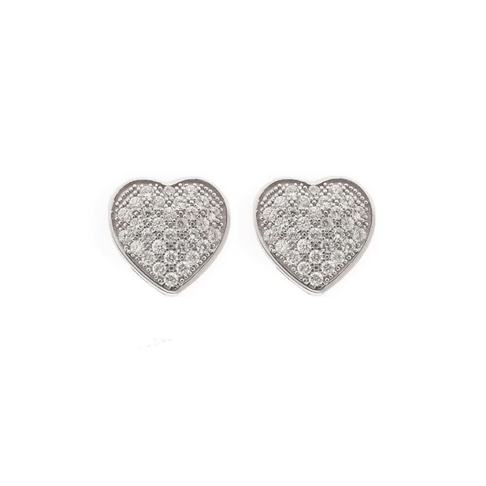 Boucles d'oreilles cœur argent avec pierres zirconium