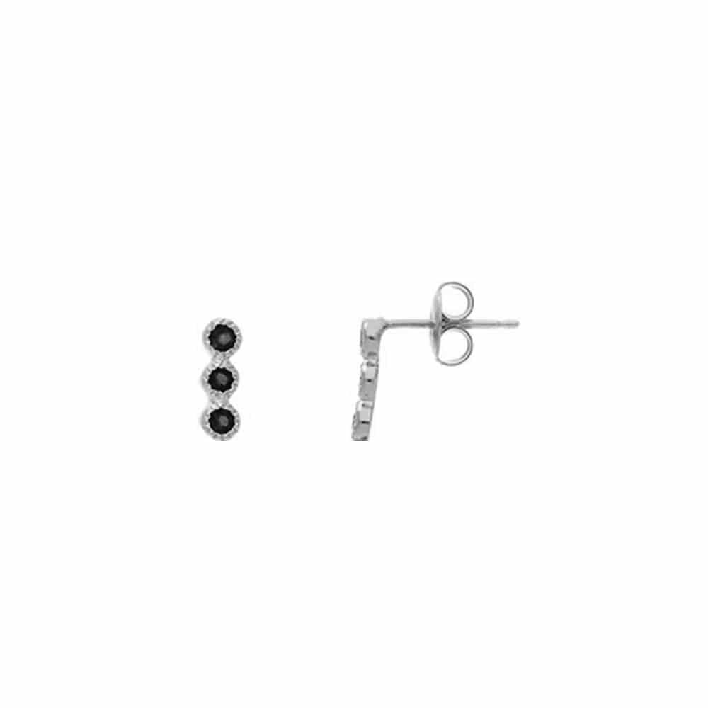 Boucles d'oreilles argent trio de pierre noir