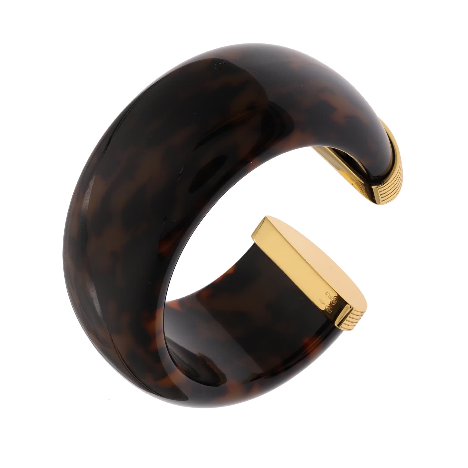 Bracelet Jonc argent doré et acétate marron