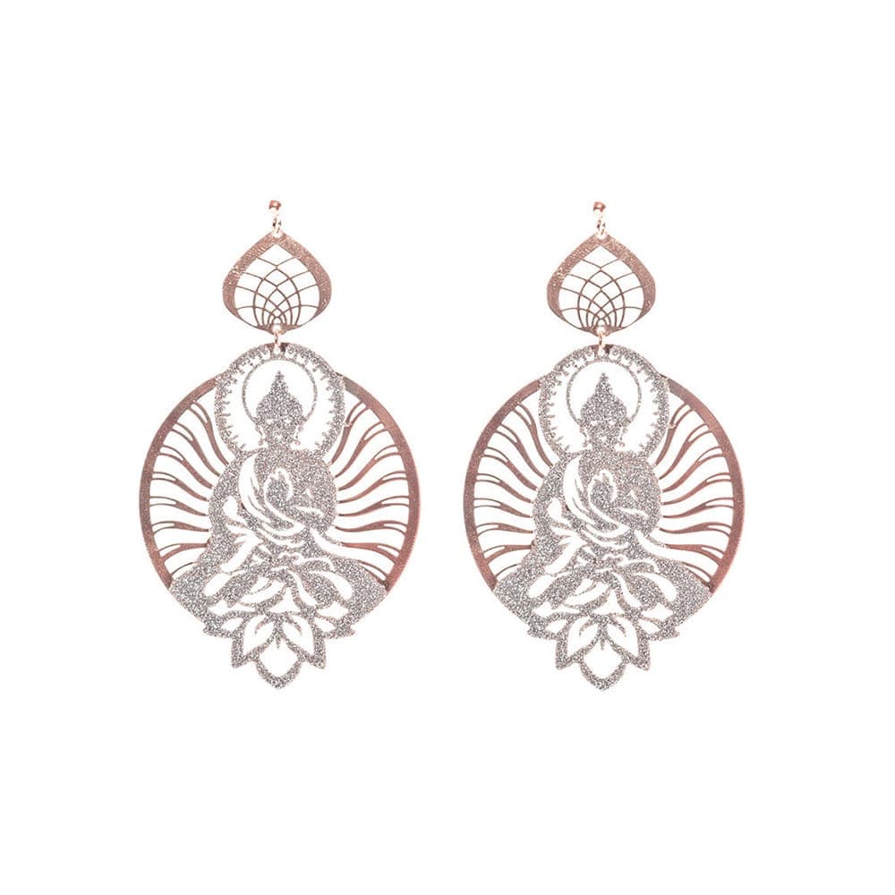 Boucles d'oreilles motif Shiva scintillant rose