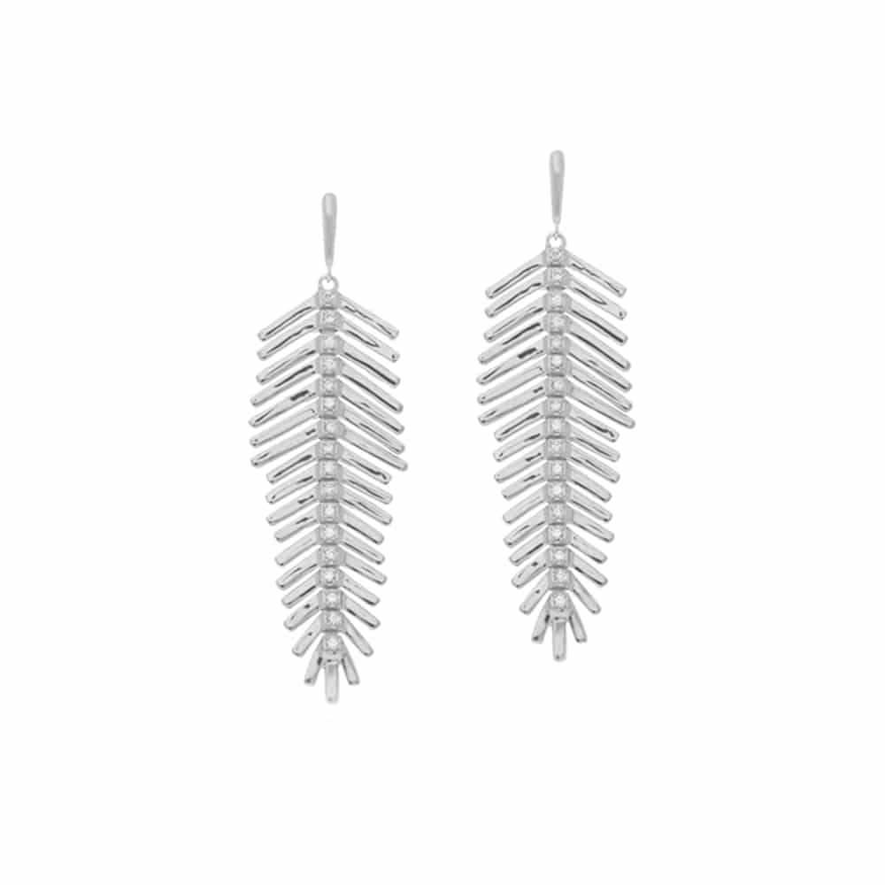 Boucles d'oreilles plume rhodié