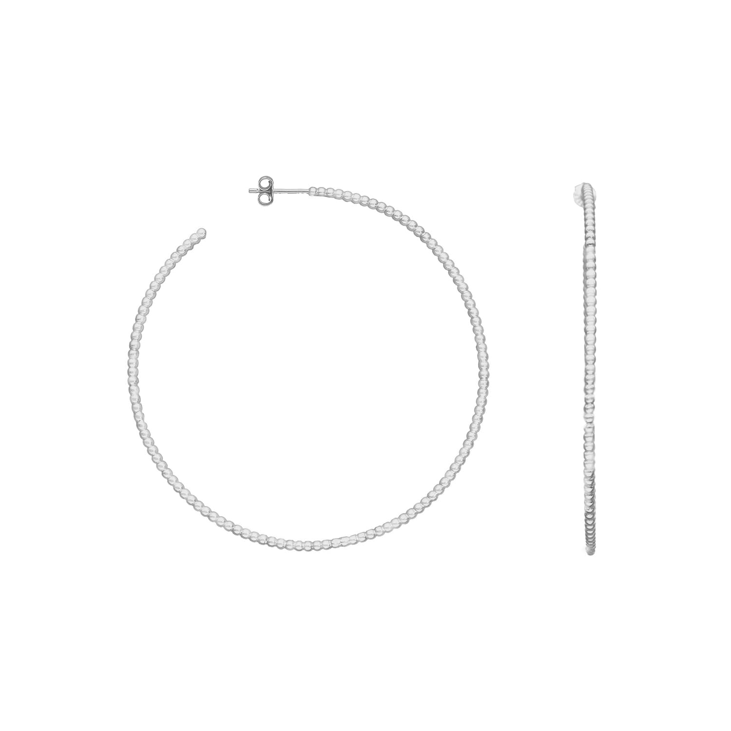 Boucles d'oreilles Créoles argent rhodié boules grand modèle