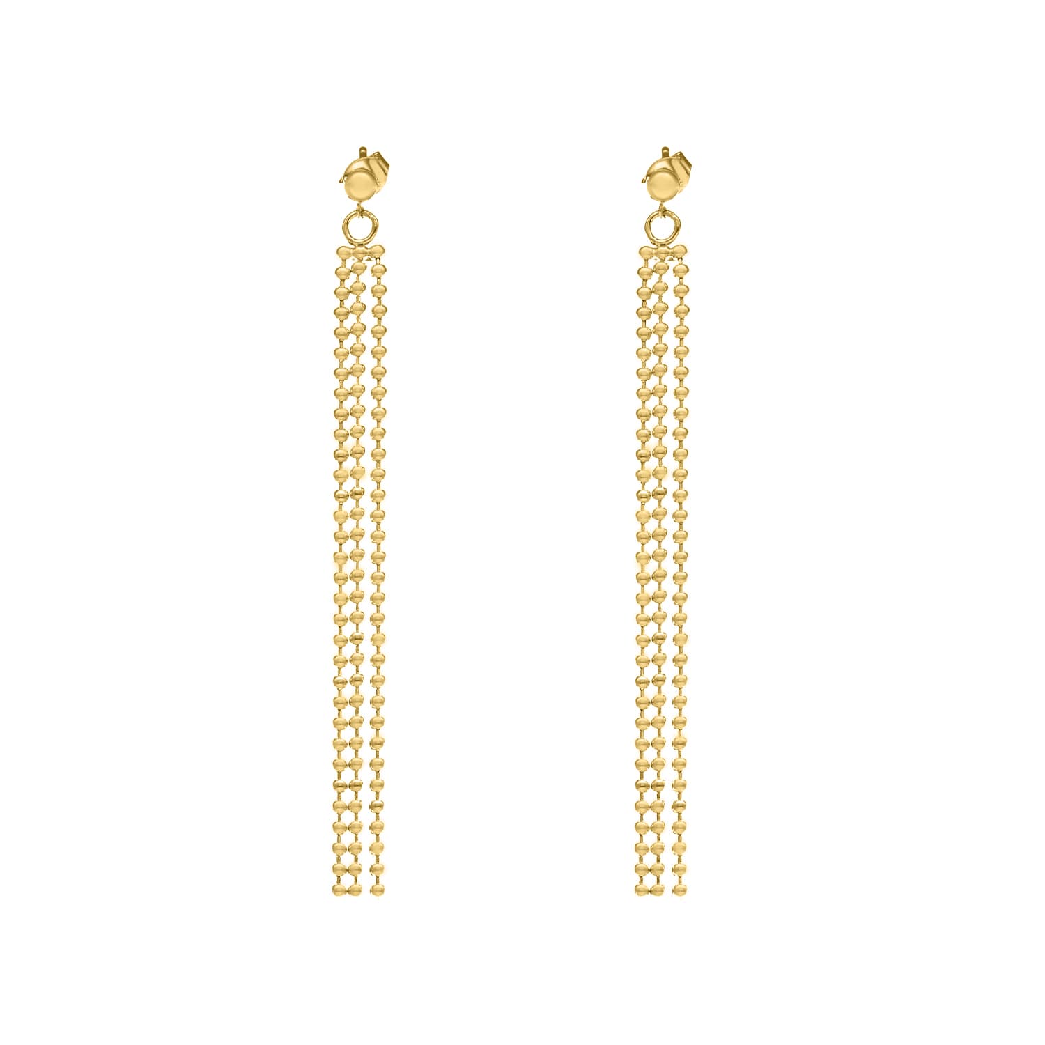 Boucles d'oreilles trois rangs argent doré boules