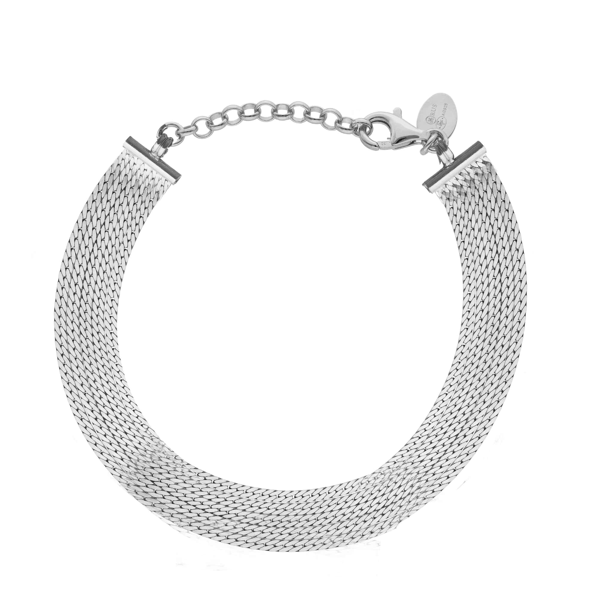 Bracelet argent rhodié multi mailles serpentine