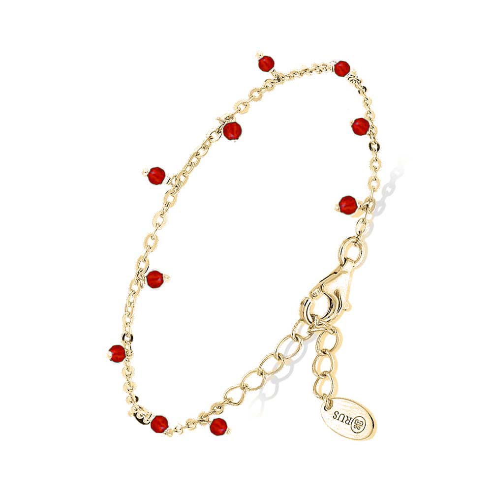 Bracelet argent doré petites goutte perles pierre onyx rouge