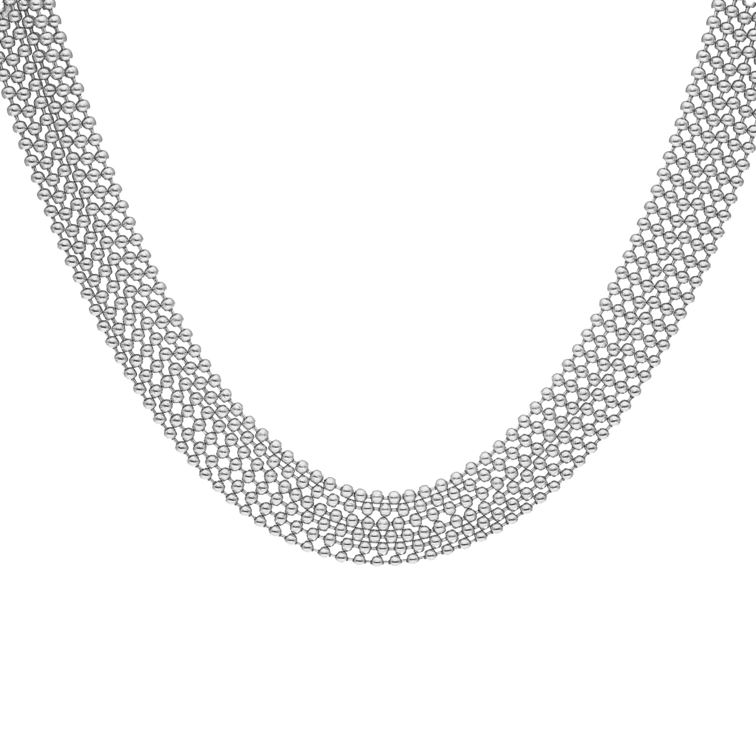 Collier argent rhodié chaines petites boules