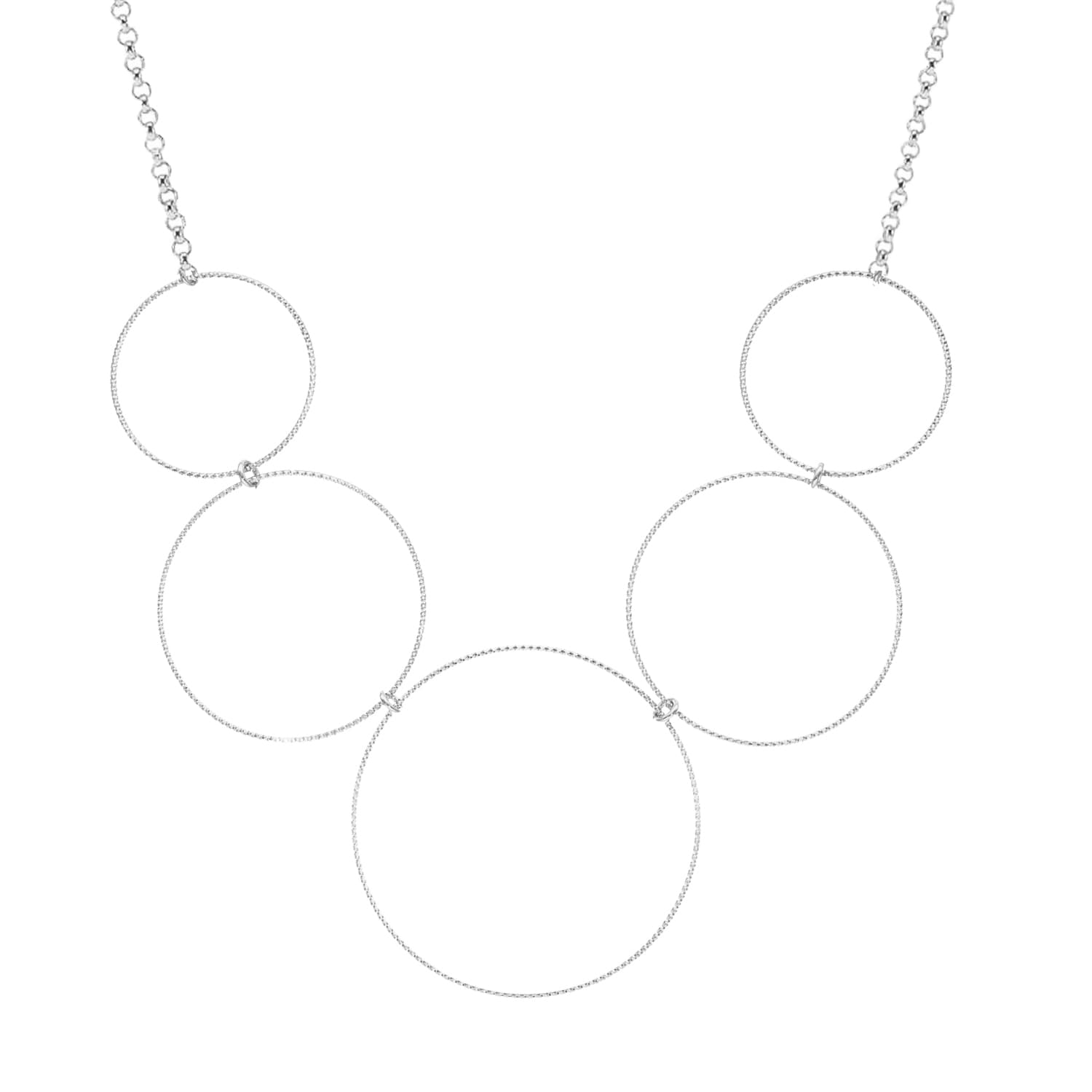 Collier argent rhodié cercles diamantés