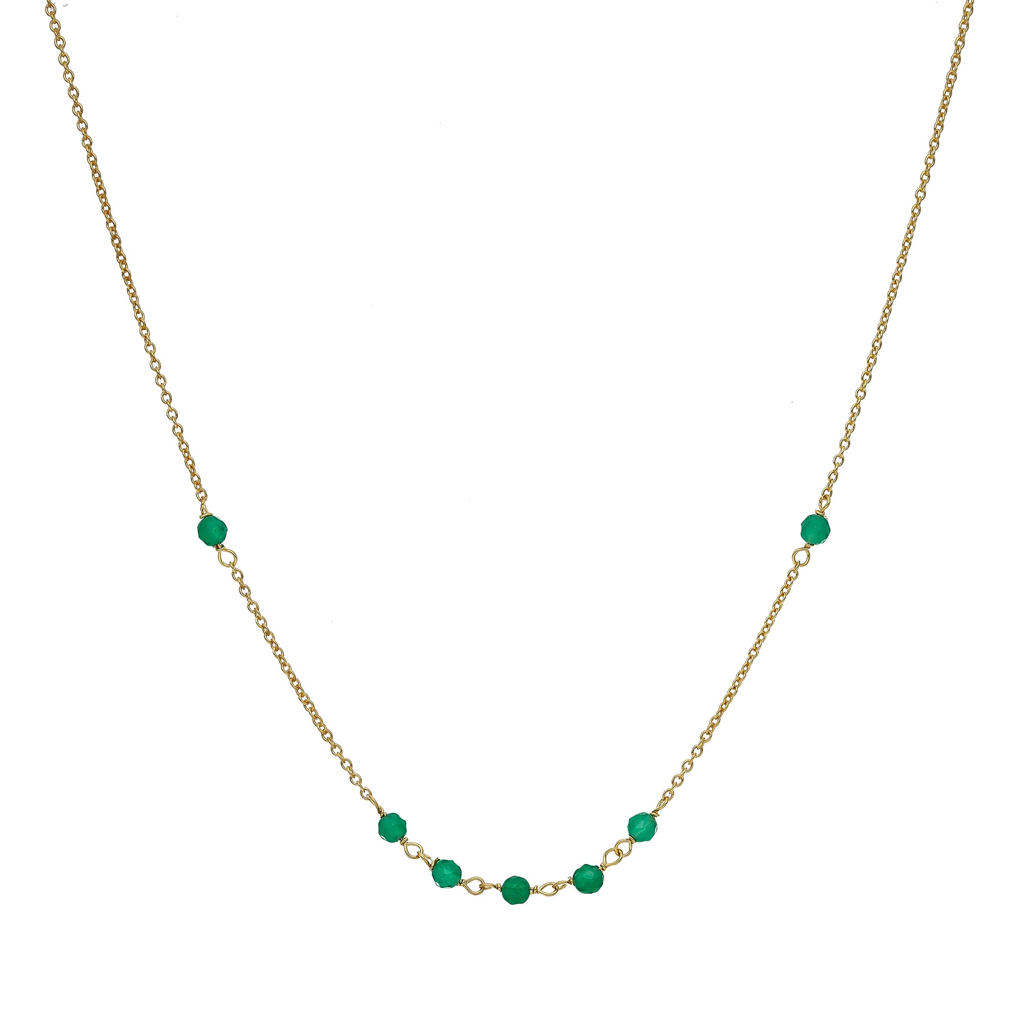 Collier en argent doré et pierres vertes