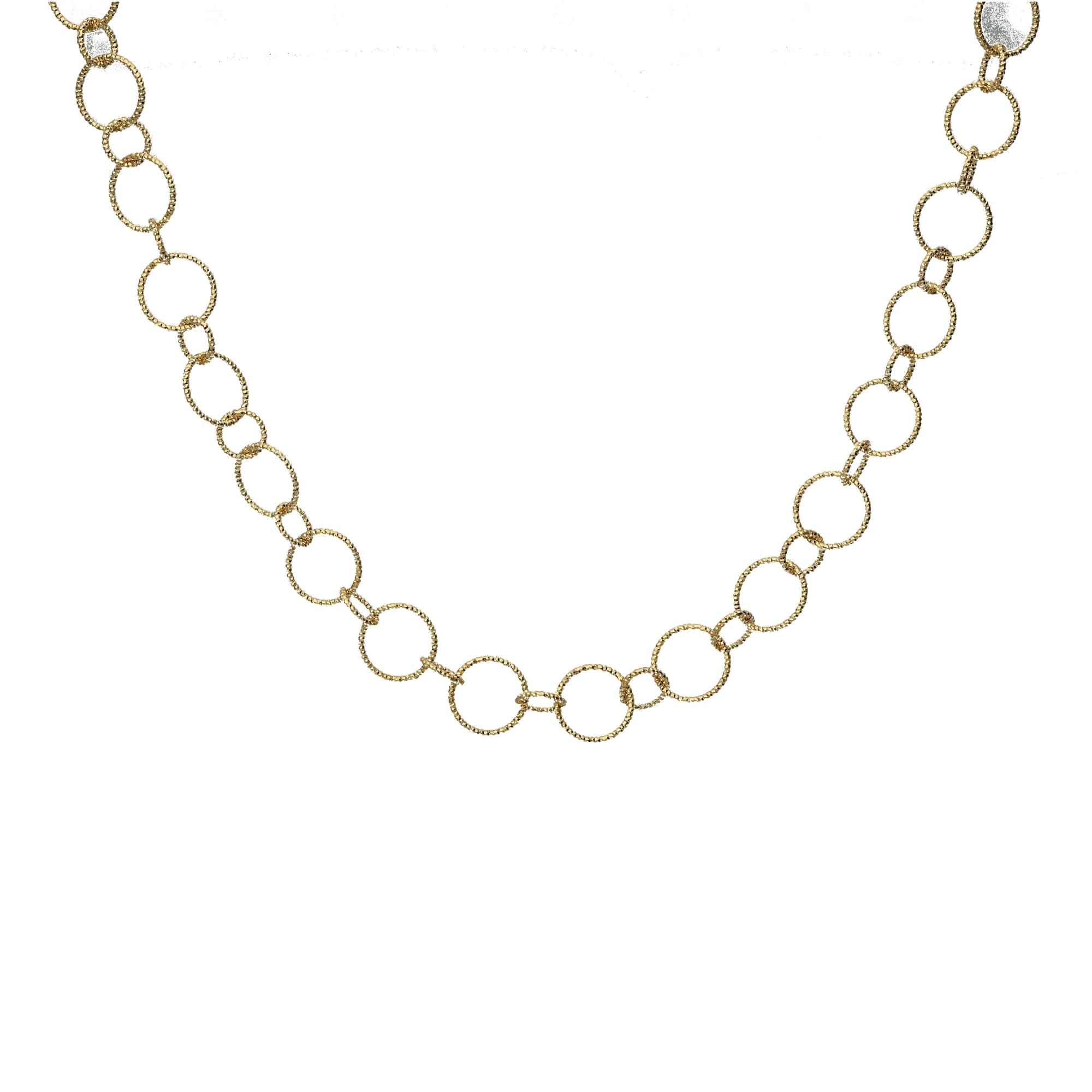 Collier en argent doré multi cercles diamantés