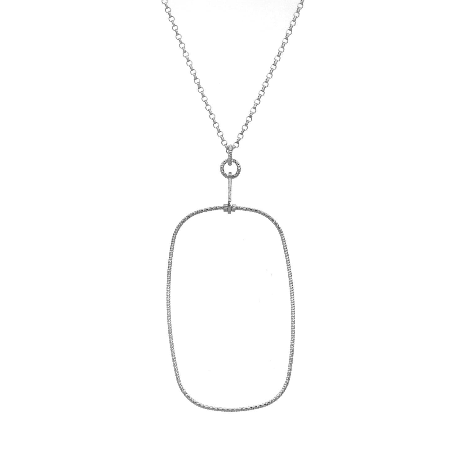 Collier forme ovale argent rhodié diamanté