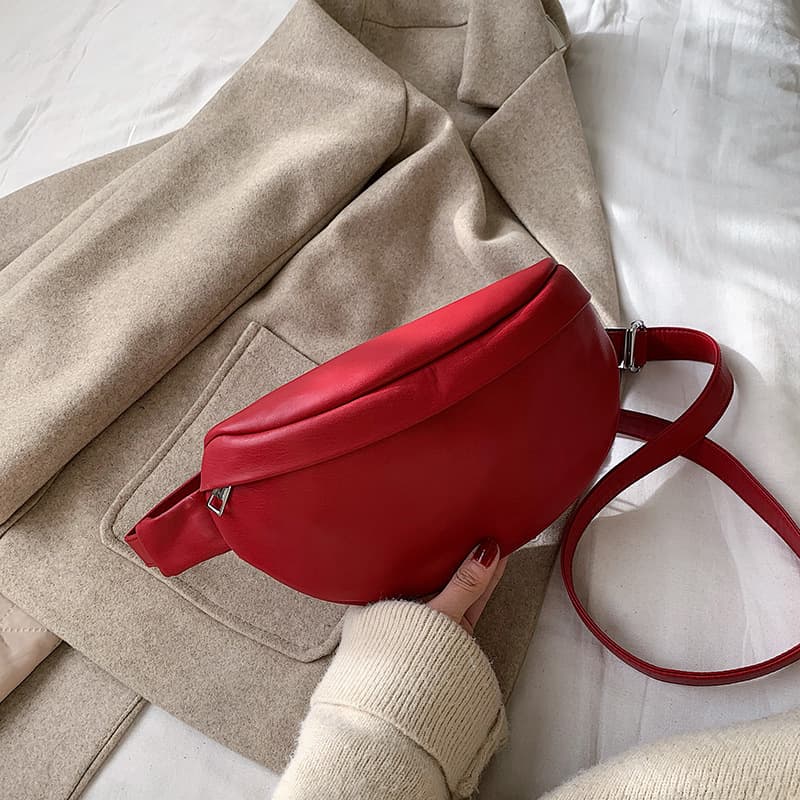 Petit sac banane pour femmes - Sac bandoulière en cuir - Red wine