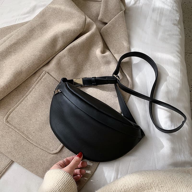 Petit sac banane pour femmes - Sac bandoulière en cuir - Black