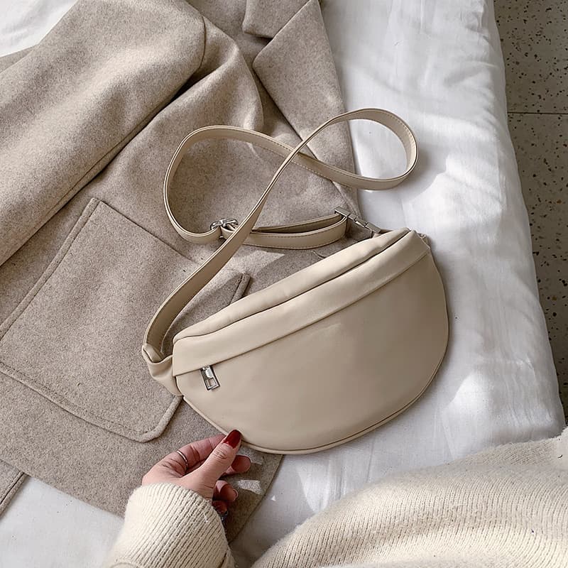 Petit sac banane pour femmes - Sac bandoulière en cuir - White