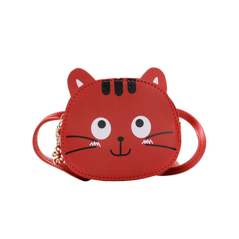 Petit sac pour filles à motif chat de surface douce et couleur d'été - Red