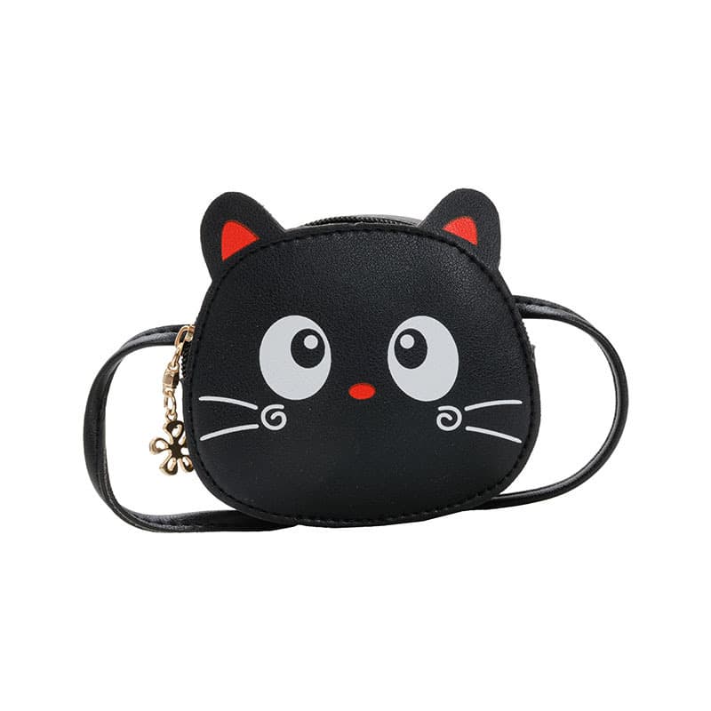 Petit sac pour filles à motif chat de surface douce et couleur d'été - Black