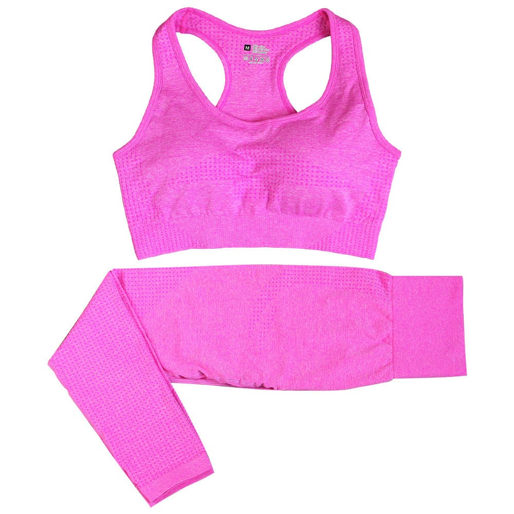 Deux pièces sans couture de sport pour femmes - Tenue de yoga - L - Rose red