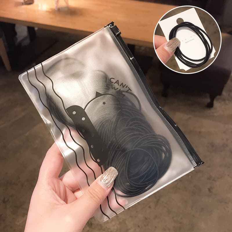 Petit paquet d'élastique de cheveux pour enfants - Black 100pcs