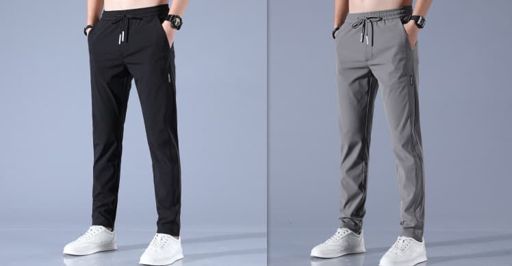 Pantalon de sport avec cordon de serrage pour homme - 2XL - Black and Dark Gray