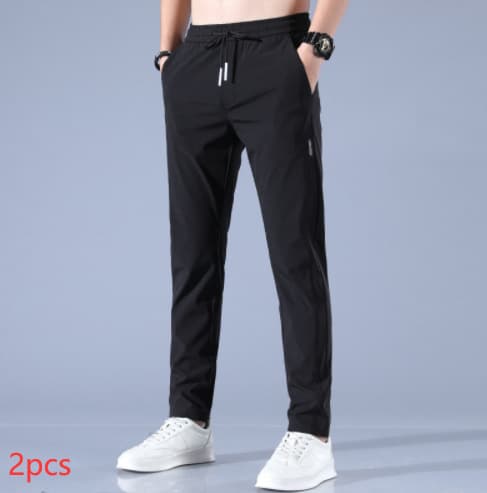Pantalon de sport avec cordon de serrage pour homme - 2XL - Black 2pcs