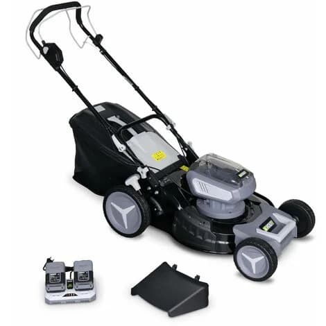 VOLTR 36V – Tondeuse à gazon sans fil tractée 46cm – 2x Batteries 18V Lithium 8.0Ah + double chargeur rapide, récupérateur d’herbe 50L